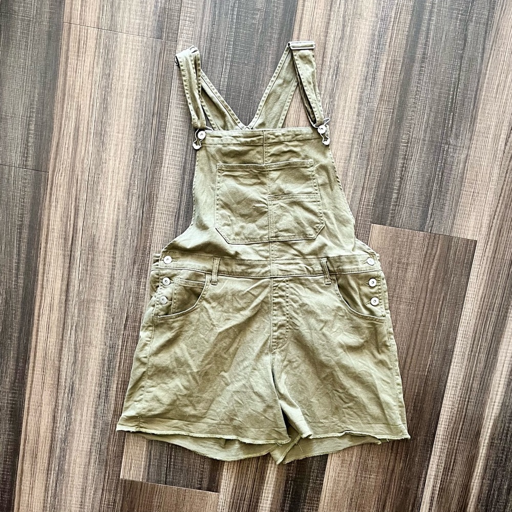 Olive Green Short Overalls
